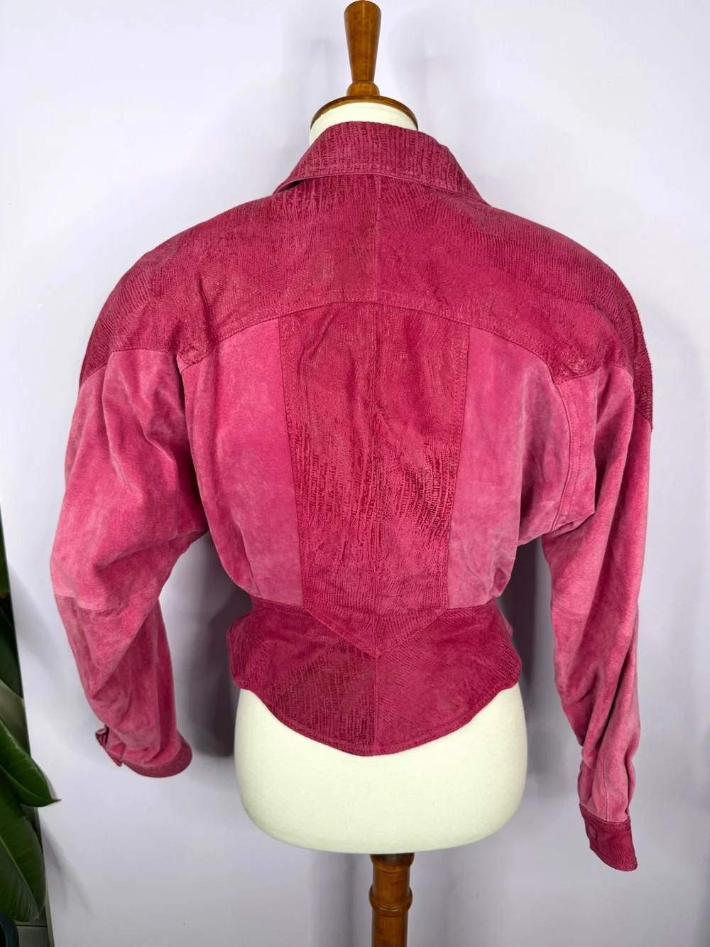 Vintage Bermans 80's Pink Suede & Leather Matching Skirt Set
